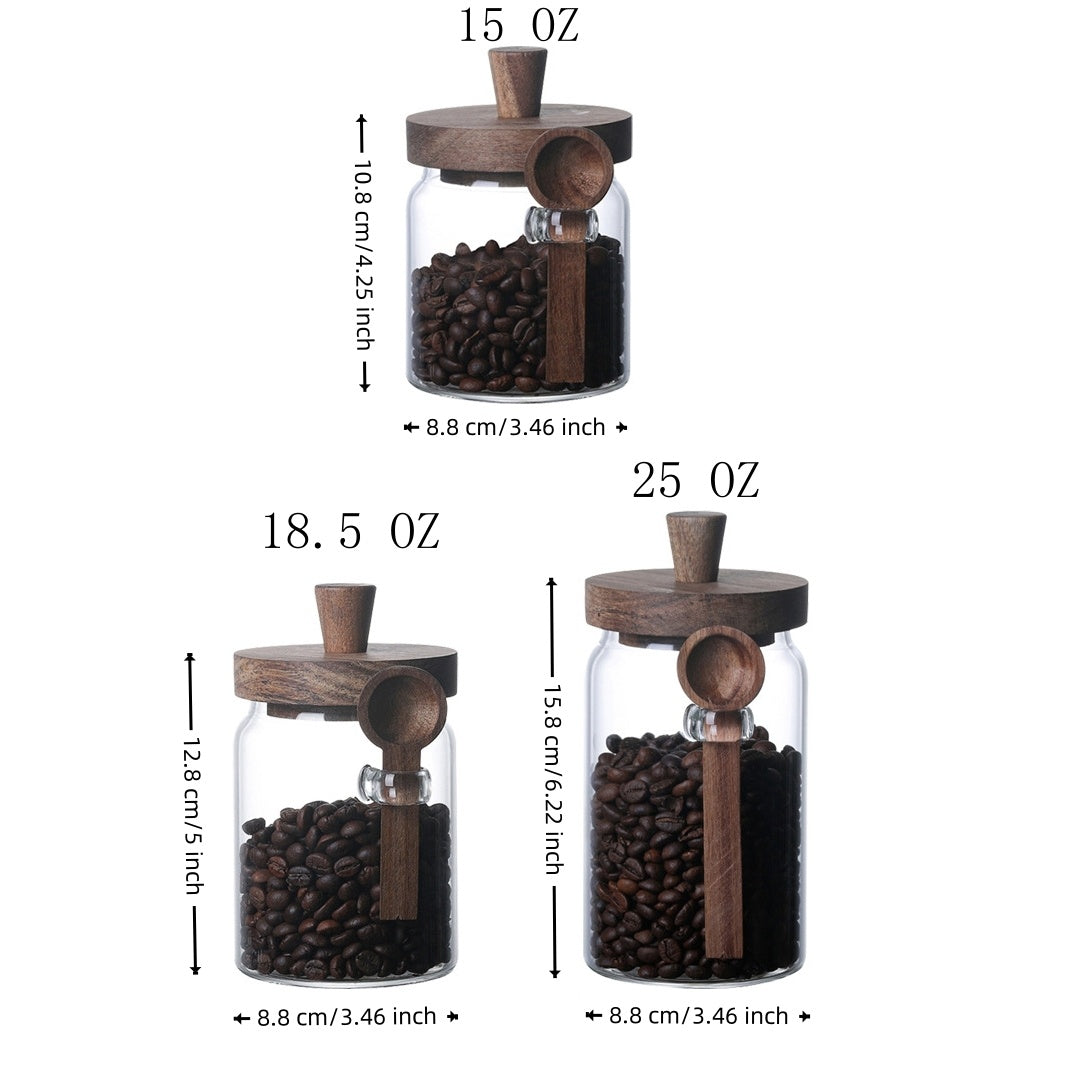 3Pcs Glass Coffee Jars With Spoons